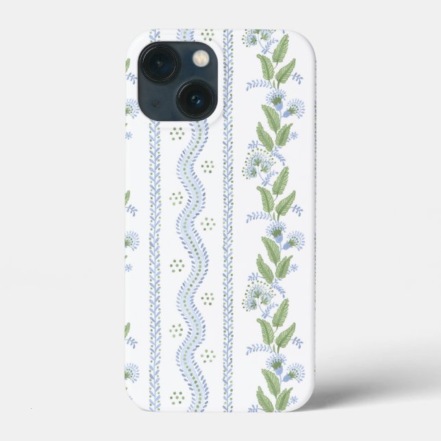 Funda De Case-Mate Para iPhone Flechas de flores azules y verdes (Reverso )