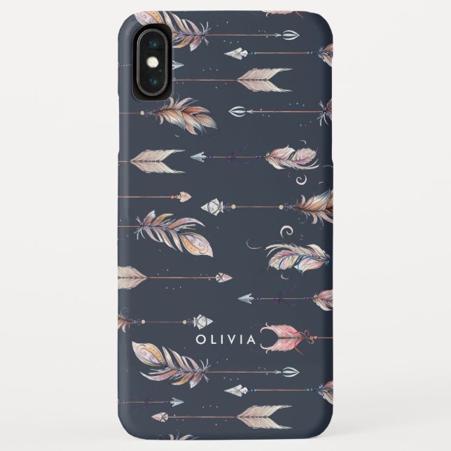 Funda De Case-Mate Para iPhone Flechas tribales con patrón de plumas (Reverso)