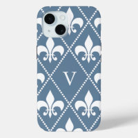 Fleur de Lis Gris francés con monograma