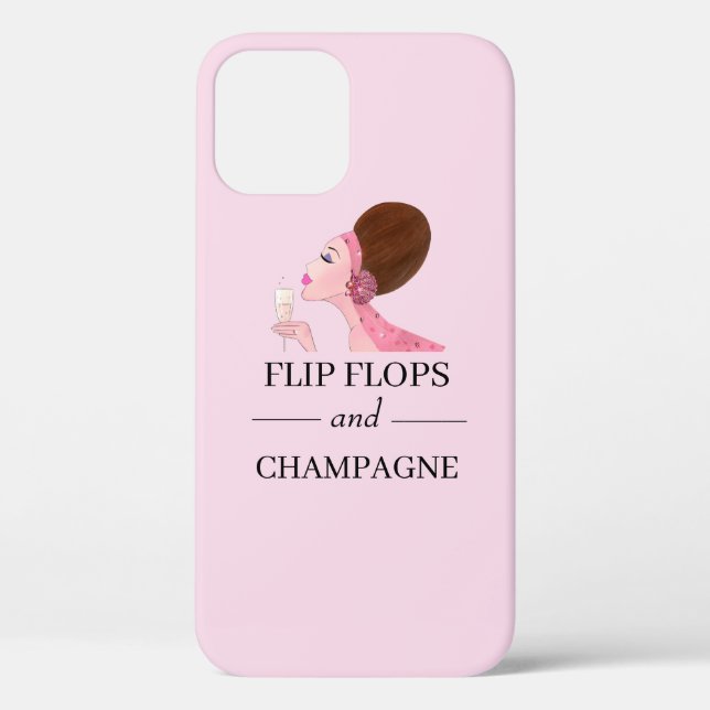 Funda De Case-Mate Para iPhone Flip Flops y Champagne (Reverso )
