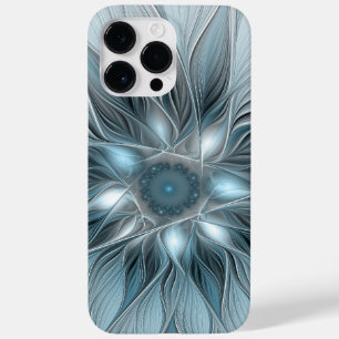 Funda Para iPhone 14 Pro Max De Case-Mate Flor abstracta alegre azul gris fractal floral