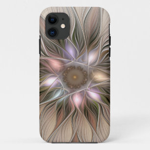 Funda Para iPhone 11 Flor abstracta alegre beige marrón fractal floral
