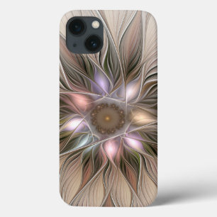 Funda Para iPhone 13 Flor abstracta alegre beige marrón fractal floral