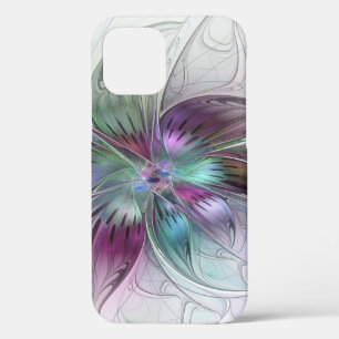 Funda Para iPhone 12 Pro Flor Abstracta Colorida Arte Fractal Floral Modern