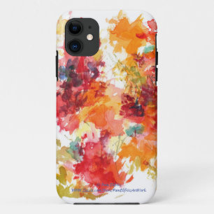 Funda Para iPhone 11 Flor acuarela Pintura Naranja Rojo Caída Floral
