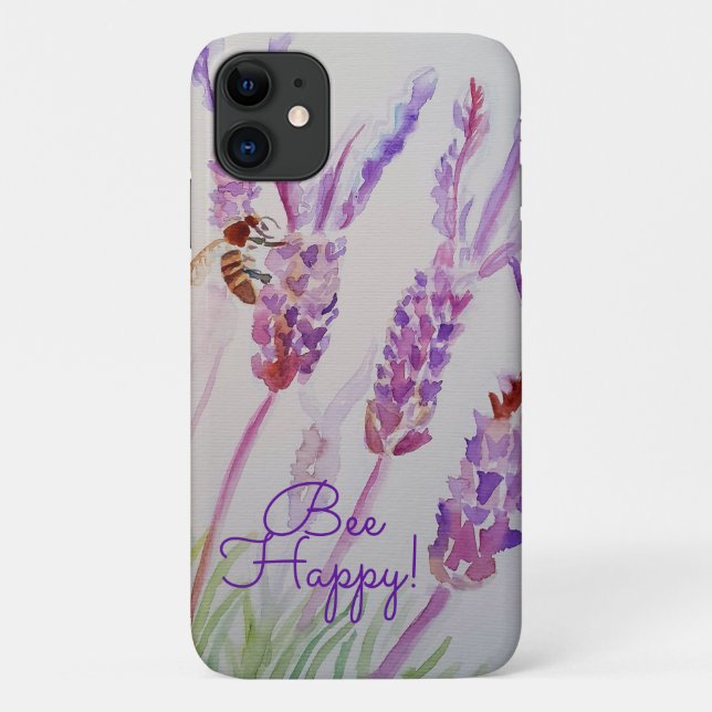 Funda De Case-Mate Para iPhone Flor acuática de Lavender Bee Happy Herb (Reverso)