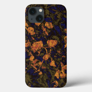 Funda Para iPhone 13 Flor anaranjada contra modelo del camuflaje de la