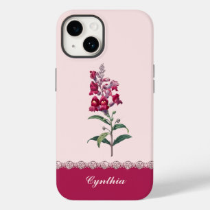 Funda Para iPhone 14 De Case-Mate Flor anterinum roja vintage con acentos rosados