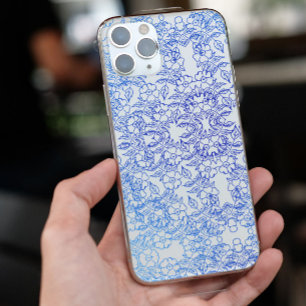 Funda Para iPhone 11 Flor Azul Chic patrón de remolino estético único