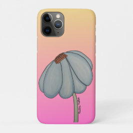 Funda Para iPhone 11 Pro Flor azul con fondo rosa