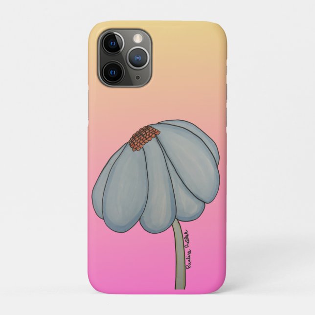 Funda De Case-Mate Para iPhone Flor azul con fondo rosa (Reverso)
