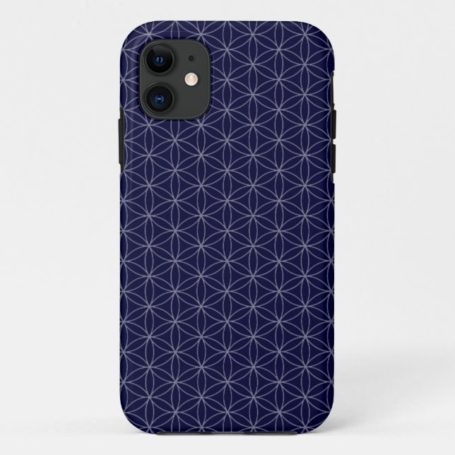 Funda De Case-Mate Para iPhone Flor azul de vida de la marina (Reverso)