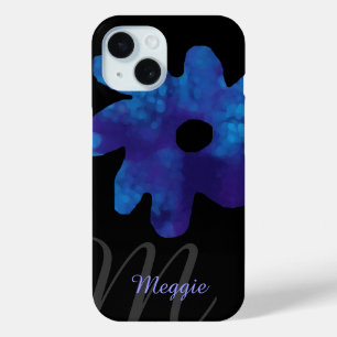 Funda Para iPhone 15 flor azul personalizada