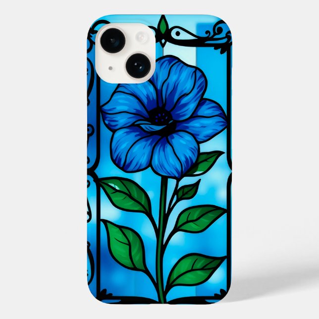 Funda De Case-Mate Para iPhone Flor azul vibrante (Reverso )