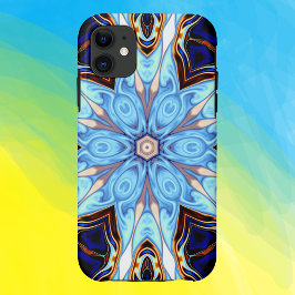 Funda Para iPhone 11 Flor azul y Naranja psicodélica de Kaleidoscope