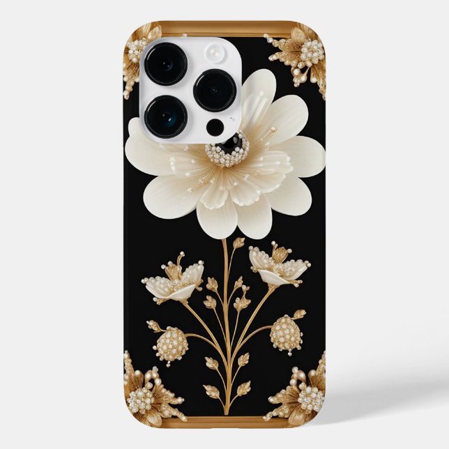 Funda De Case-Mate Para iPhone Flor Blanca Elegante (Reverso )