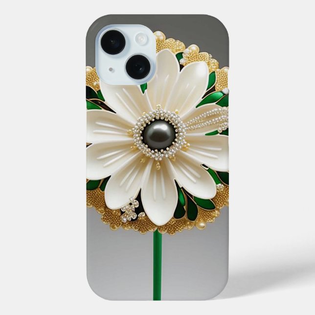 Funda De Case-Mate Para iPhone Flor Blanca Lujosa (Reverso )