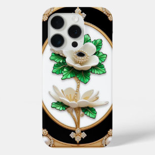Funda Para iPhone 15 Pro Flor Blanca Lujosa