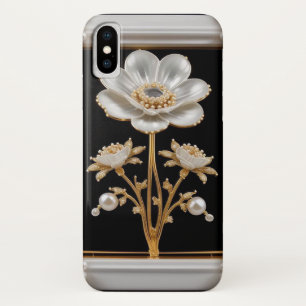 Funda Para iPhone X Flor Blanca Lujosa