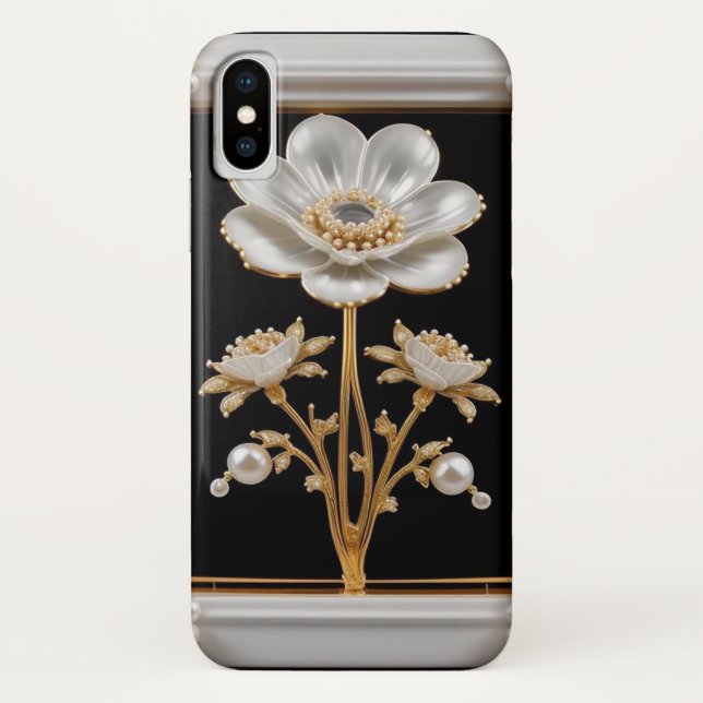 Funda De Case-Mate Para iPhone Flor Blanca Lujosa (Reverso)