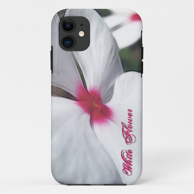 Funda De Case-Mate Para iPhone Flor blanca pintada con centro rosado (Reverso)