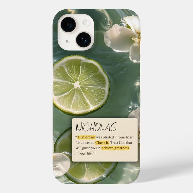 FUNDA DE Case-Mate PARA iPhone FLOR BLANCA Y LIMÓN EN EL MAR (Reverso )