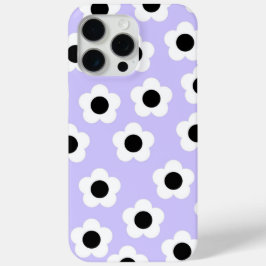 Funda Para iPhone 15 Pro Max Flor blanca y negra con fondo azul