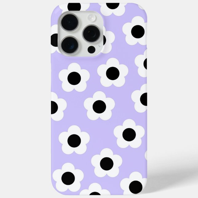 Funda De Case-Mate Para iPhone Flor blanca y negra con fondo azul (Reverso )