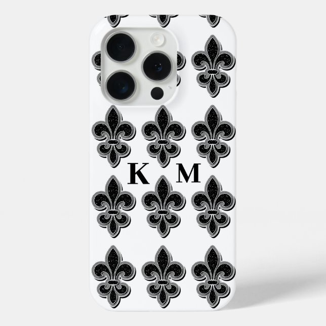 Funda De Case-Mate Para iPhone Flor blanca y negra de Lis (Reverso )