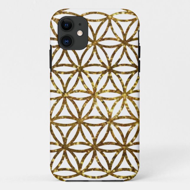 Funda De Case-Mate Para iPhone Flor brillante dorada de vida (Reverso)