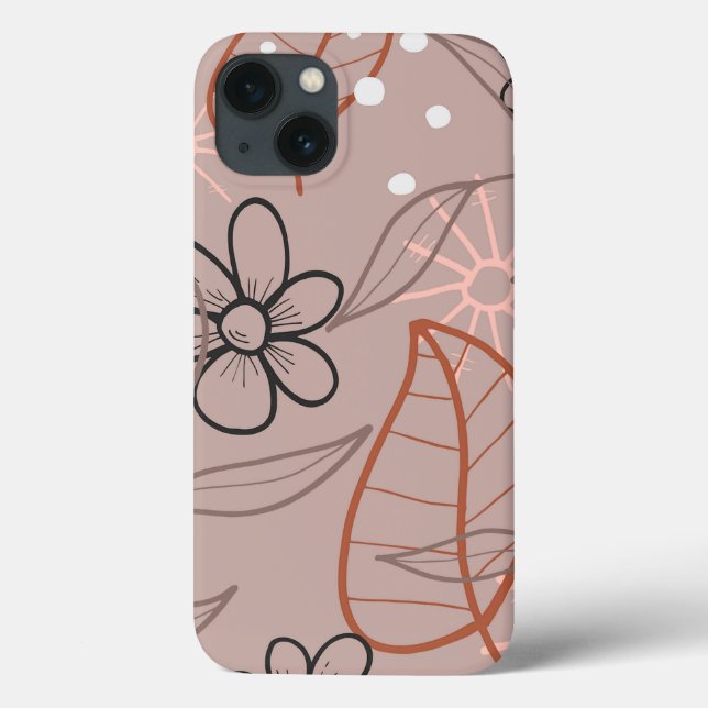 Funda De Case-Mate Para iPhone Flor caprichosa y hojas impresión (Reverso)