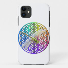 Funda Para iPhone 11 Flor colorida elegante del arte de la libélula