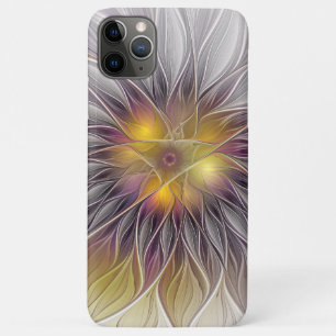 Funda Para iPhone 11 Pro Max Flor colorida luminosa, abstracta fractal moderno