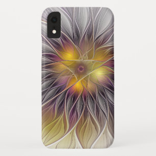 Funda Para iPhone XR Flor colorida luminosa, abstracta fractal moderno