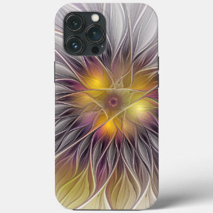 Funda Para iPhone 13 Pro Max Flor Colorida Luminosa, Fractal Moderno Abstracto