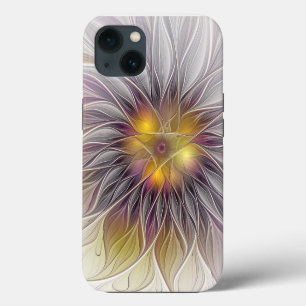 Funda Para iPhone 13 Flor Colorida Luminosa, Fractal Moderno Abstracto