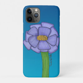Funda Para iPhone 11 Pro Flor Cuadrada Morada con fondo Azul