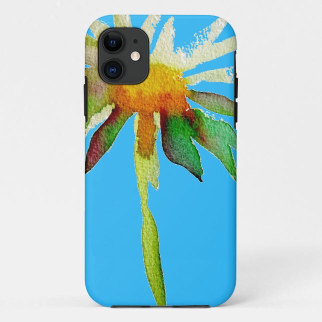 Funda De Case-Mate Para iPhone Flor Daisy Blue de arte moderno (Reverso)