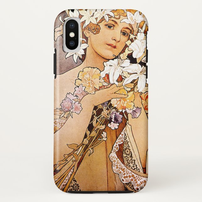 Funda De Case-Mate Para iPhone Flor de Alphonse Mucha (Reverso)