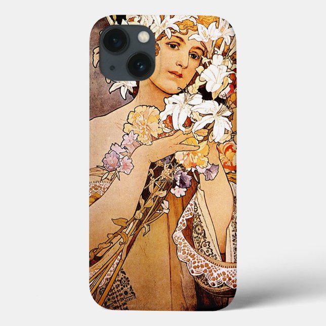 Funda De Case-Mate Para iPhone Flor de Alphonse Mucha (Reverso)