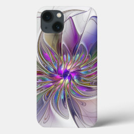 Funda Para iPhone 13 Flor de arte fractal enérgica y colorida
