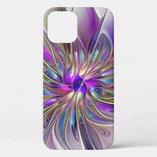 Funda Para iPhone 12 Flor de arte fractal enérgica y colorida