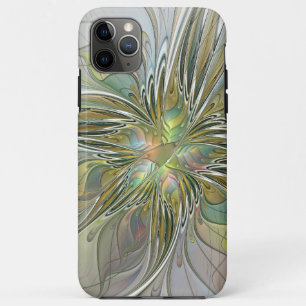 Funda Para iPhone 11 Pro Max Flor De Arte Fractal Moderno Con Oro