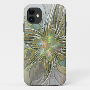 Funda Para iPhone 11 Flor De Arte Fractal Moderno Con Oro