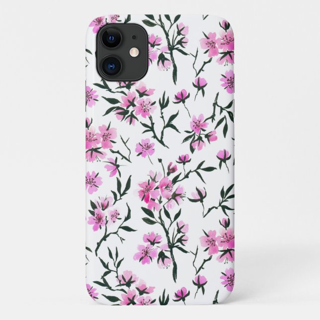Funda De Case-Mate Para iPhone Flor de cerezo blanco en blanco (Reverso)