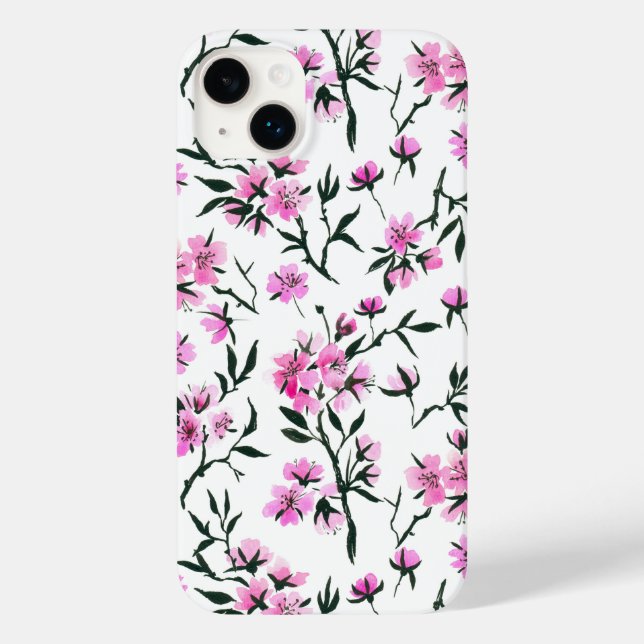 Funda De Case-Mate Para iPhone Flor de cerezo blanco en blanco (Reverso )
