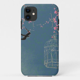 Funda Para iPhone 11 Flor de cerezo y birdcage