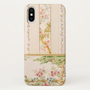 Funda Para iPhone X Flor de Chinoiserie rosa y verde