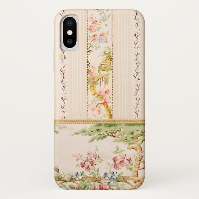 Funda De Case-Mate Para iPhone Flor de Chinoiserie rosa y verde (Reverso)