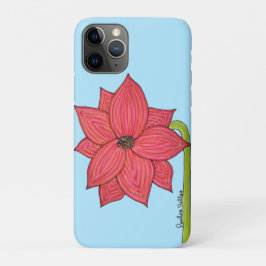Funda Para iPhone 11 Pro Flor de estrella roja con fondo azul